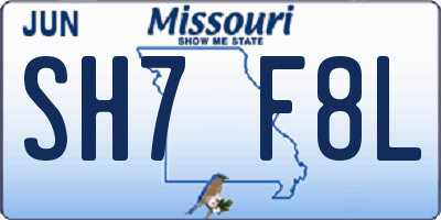 MO license plate SH7F8L
