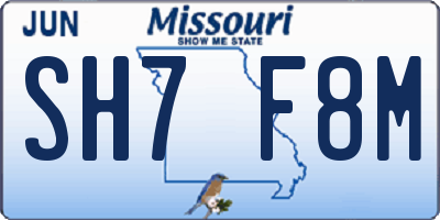 MO license plate SH7F8M