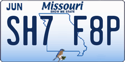 MO license plate SH7F8P