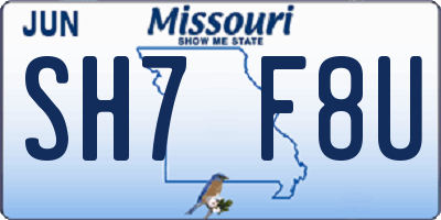 MO license plate SH7F8U