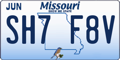MO license plate SH7F8V