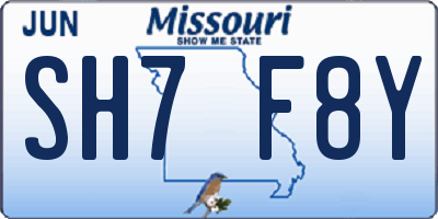 MO license plate SH7F8Y