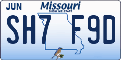 MO license plate SH7F9D