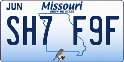 MO license plate SH7F9F