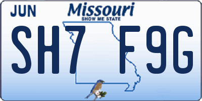 MO license plate SH7F9G