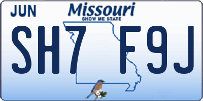 MO license plate SH7F9J
