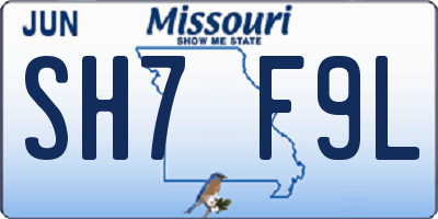 MO license plate SH7F9L