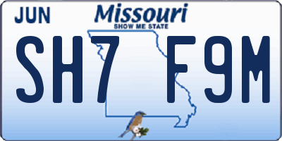 MO license plate SH7F9M