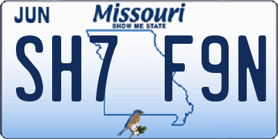 MO license plate SH7F9N
