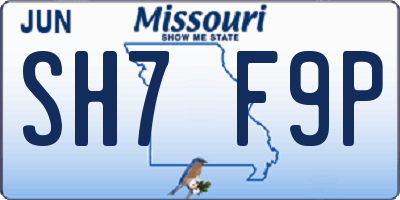 MO license plate SH7F9P
