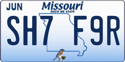 MO license plate SH7F9R