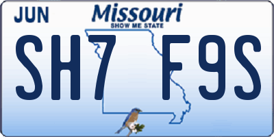 MO license plate SH7F9S