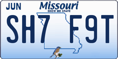 MO license plate SH7F9T