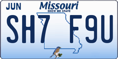 MO license plate SH7F9U