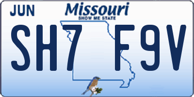 MO license plate SH7F9V
