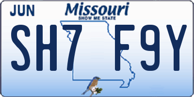 MO license plate SH7F9Y