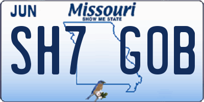 MO license plate SH7G0B