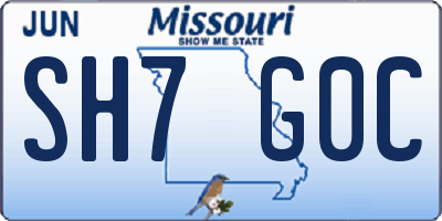 MO license plate SH7G0C