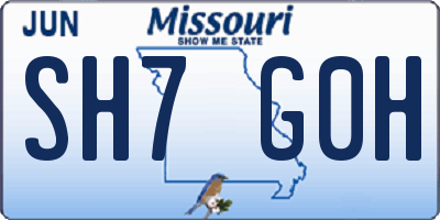 MO license plate SH7G0H
