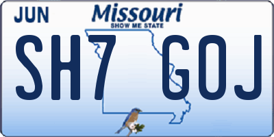 MO license plate SH7G0J