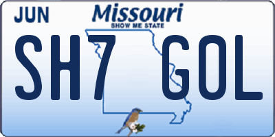 MO license plate SH7G0L