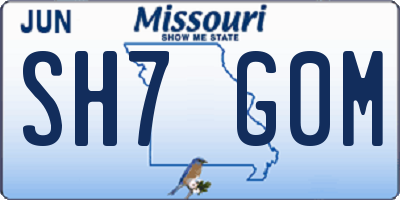 MO license plate SH7G0M