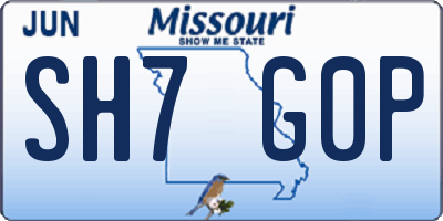 MO license plate SH7G0P