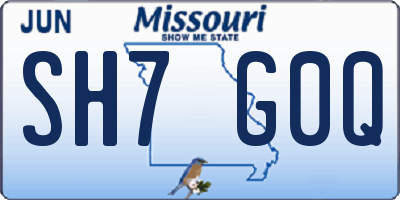 MO license plate SH7G0Q