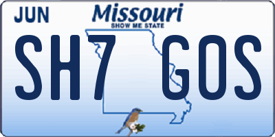 MO license plate SH7G0S
