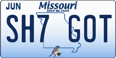 MO license plate SH7G0T