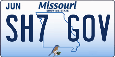 MO license plate SH7G0V