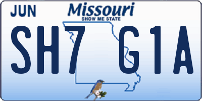 MO license plate SH7G1A