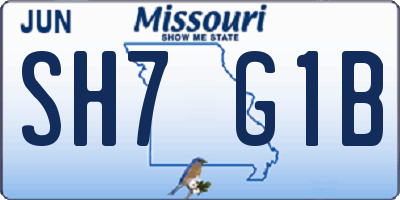 MO license plate SH7G1B