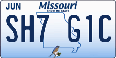 MO license plate SH7G1C