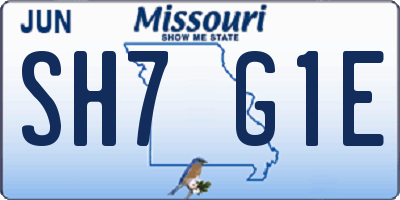 MO license plate SH7G1E
