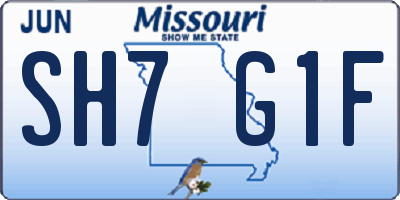 MO license plate SH7G1F