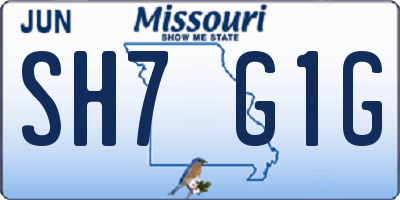 MO license plate SH7G1G