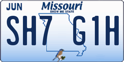 MO license plate SH7G1H