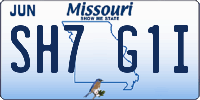 MO license plate SH7G1I