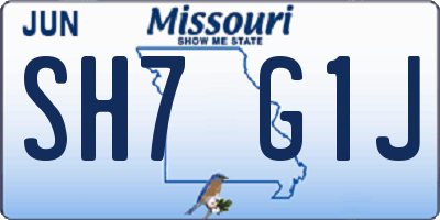 MO license plate SH7G1J