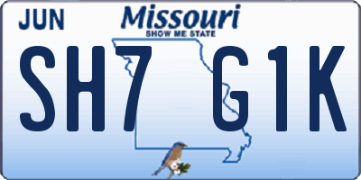 MO license plate SH7G1K