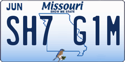 MO license plate SH7G1M