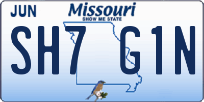 MO license plate SH7G1N