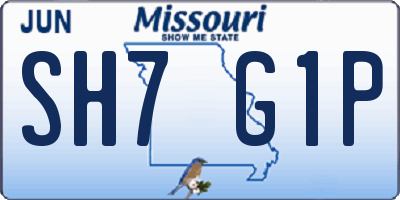 MO license plate SH7G1P