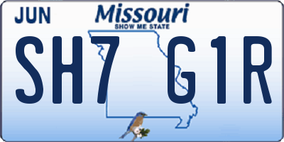 MO license plate SH7G1R