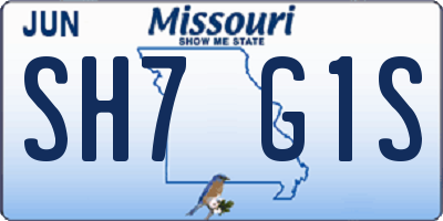 MO license plate SH7G1S