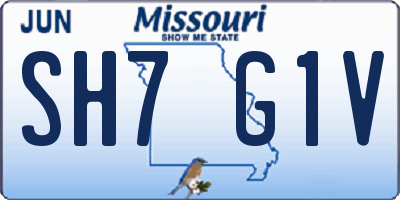 MO license plate SH7G1V