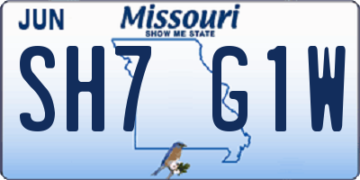 MO license plate SH7G1W