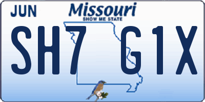 MO license plate SH7G1X