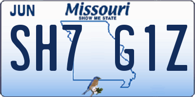 MO license plate SH7G1Z